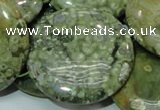 CRH41 15.5 inches 40mm flat round rhyolite beads wholesale