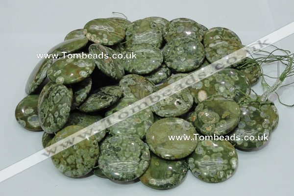 CRH41 15.5 inches 40mm flat round rhyolite beads wholesale