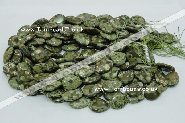 CRH48 15.5 inches 18*25mm flat teardrop rhyolite beads wholesale