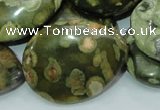 CRH50 15.5 inches 30*40mm flat teardrop rhyolite beads wholesale