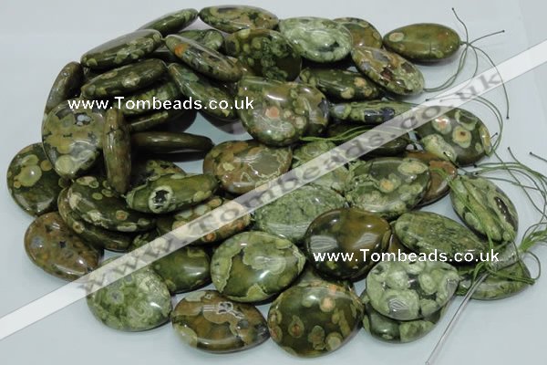 CRH50 15.5 inches 30*40mm flat teardrop rhyolite beads wholesale