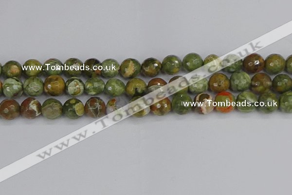 CRH530 15.5 inches 12mm faceted round rhyolite beads wholesale