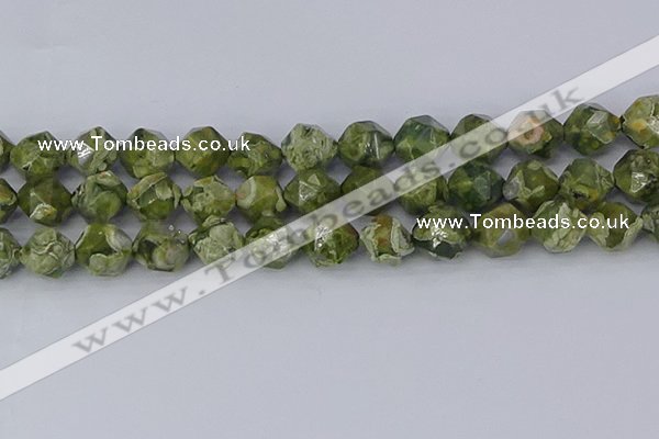 CRH538 15.5 inches 12mm faceted nuggets rhyolite gemstone beads