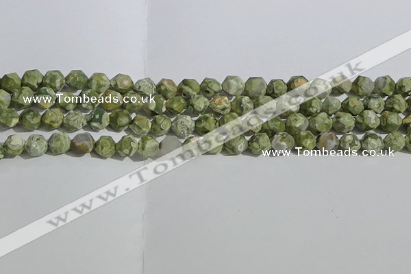 CRH554 15.5 inches 8mm faceted nuggets matte rhyolite gemstone beads