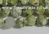 CRH555 15.5 inches 10mm faceted nuggets matte rhyolite gemstone beads