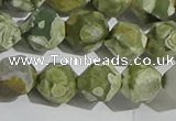 CRH556 15.5 inches 12mm faceted nuggets matte rhyolite gemstone beads