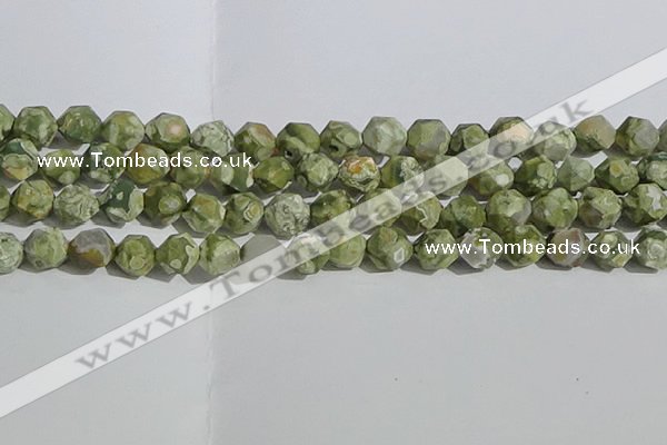 CRH556 15.5 inches 12mm faceted nuggets matte rhyolite gemstone beads