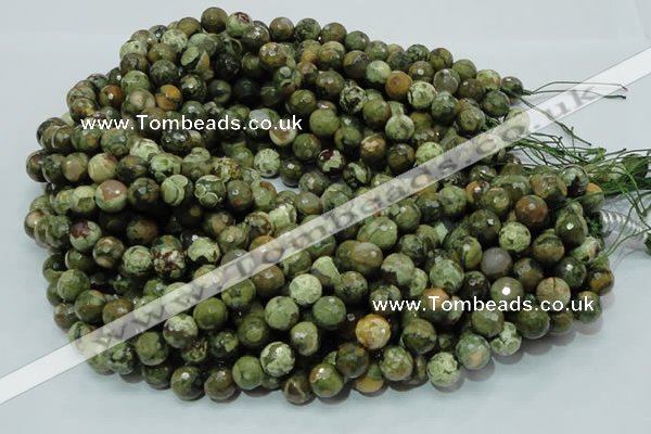 CRH58 15.5 inches 12mm faceted round rhyolite beads wholesale