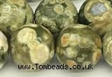 CRH583 15 inches 12mm faceted round rhyolite beads wholesale