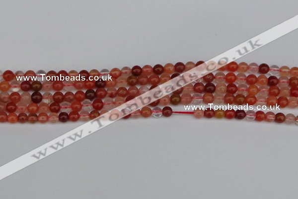 CRH600 15.5 inches 4mm round red rabbit hair quartz beads
