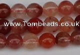 CRH601 15.5 inches 6mm round red rabbit hair quartz beads