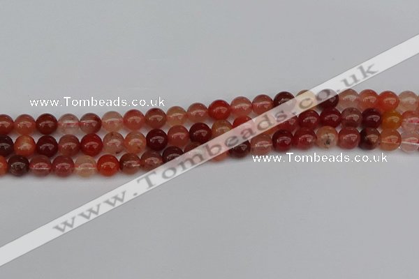 CRH601 15.5 inches 6mm round red rabbit hair quartz beads