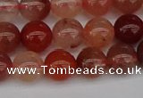 CRH602 15.5 inches 8mm round red rabbit hair quartz beads