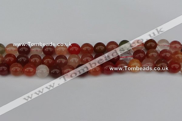 CRH603 15.5 inches 10mm round red rabbit hair quartz beads