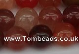 CRH604 15.5 inches 12mm round red rabbit hair quartz beads