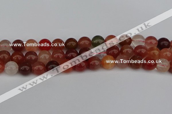 CRH604 15.5 inches 12mm round red rabbit hair quartz beads