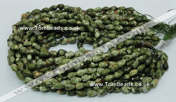 CRH64 15.5 inches 10*14mm faceted teardrop rhyolite beads wholesale