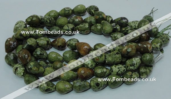 CRH65 15.5 inches 15*20mm faceted teardrop rhyolite beads wholesale