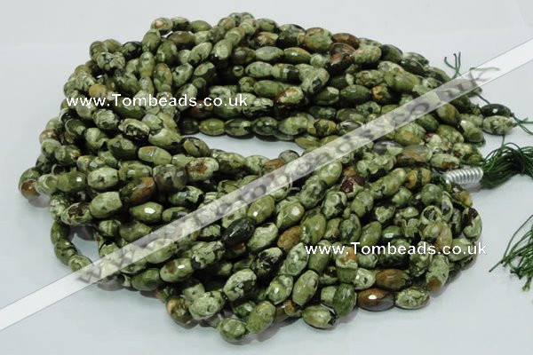 CRH66 15.5 inches 7*11mm faceted rice rhyolite beads wholesale