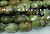 CRH68 15.5 inches 10*15mm faceted rice rhyolite beads wholesale