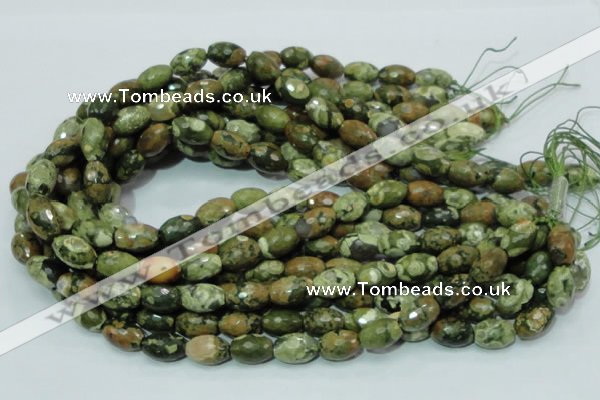 CRH68 15.5 inches 10*15mm faceted rice rhyolite beads wholesale