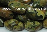 CRH69 15.5 inches 15*25mm faceted rice rhyolite beads wholesale