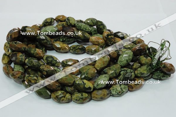 CRH69 15.5 inches 15*25mm faceted rice rhyolite beads wholesale