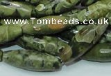 CRH70 15.5 inches 10*30mm faceted rice rhyolite beads wholesale