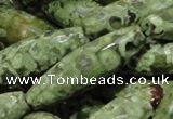 CRH71 15.5 inches 12*40mm faceted rice rhyolite beads wholesale