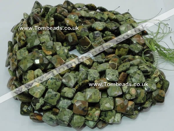 CRH74 15.5 inches 15*15mm faceted rhombic rhyolite beads wholesale