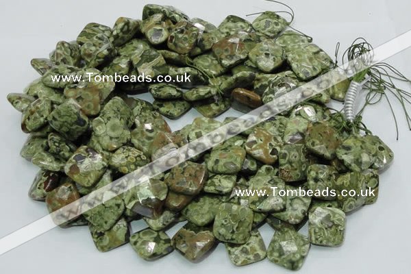 CRH75 15.5 inches 20*20mm faceted rhombic rhyolite beads wholesale