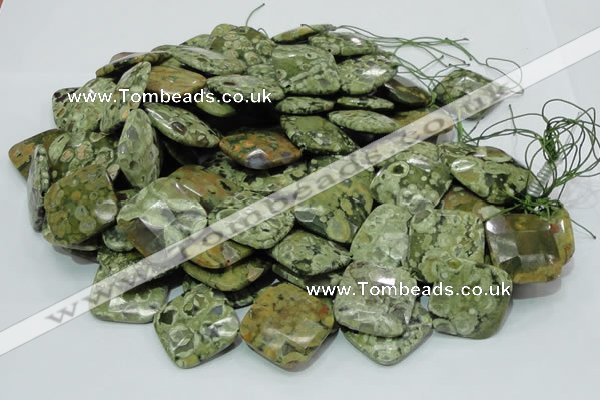 CRH77 15.5 inches 30*30mm faceted rhombic rhyolite beads wholesale