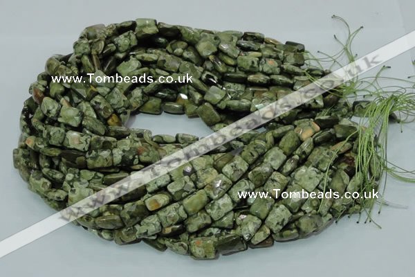 CRH78 15.5 inches 10*14mm faceted rectangle rhyolite beads wholesale