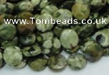 CRH83 15.5 inches 10mm faceted flat round rhyolite beads wholesale