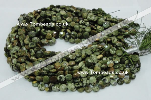 CRH83 15.5 inches 10mm faceted flat round rhyolite beads wholesale