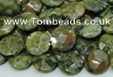 CRH84 15.5 inches 12mm faceted flat round rhyolite beads wholesale