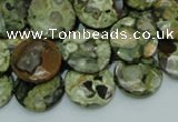 CRH86 15.5 inches 16mm faceted flat round rhyolite beads wholesale