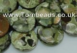 CRH87 15.5 inches 20mm faceted flat round rhyolite beads wholesale