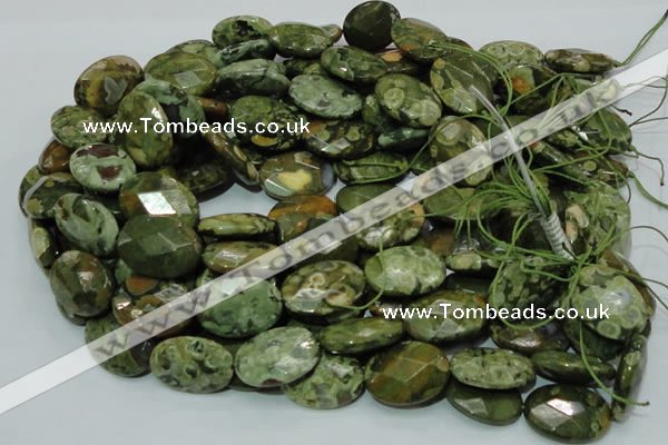 CRH92 15.5 inches 18*25mm faceted oval rhyolite beads wholesale