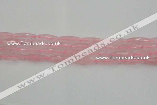 CRI02 15.5 inches 10*30mm faceted rice rose quartz beads wholesale