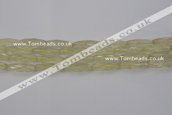 CRI03 15.5 inches 10*30mm faceted rice lemon quartz beads wholesale