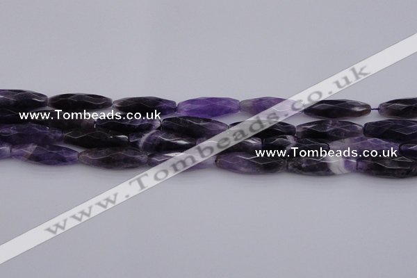 CRI05 15.5 inches 10*30mm faceted rice dogtooth amethyst beads