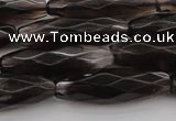CRI06 15.5 inches 10*30mm faceted rice smoky quartz beads wholesale