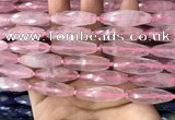 CRI117 15.5 inches 10*30mm faceted rice rose quartz beads