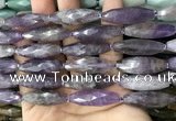 CRI118 15.5 inches 10*30mm faceted rice amethyst gemstone beads