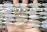 CRI123 15.5 inches 10*30mm faceted rice agate gemstone beads