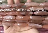 CRI137 15.5 inches 10*30mm faceted rice moonstone gemstone beads