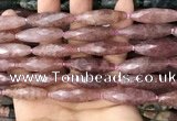 CRI138 15.5 inches 10*30mm faceted rice strawberry quartz beads