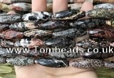 CRI141 15.5 inches 10*30mm faceted rice snowflake obsidian beads