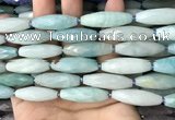 CRI142 15.5 inches 10*30mm faceted rice amazonite gemstone beads